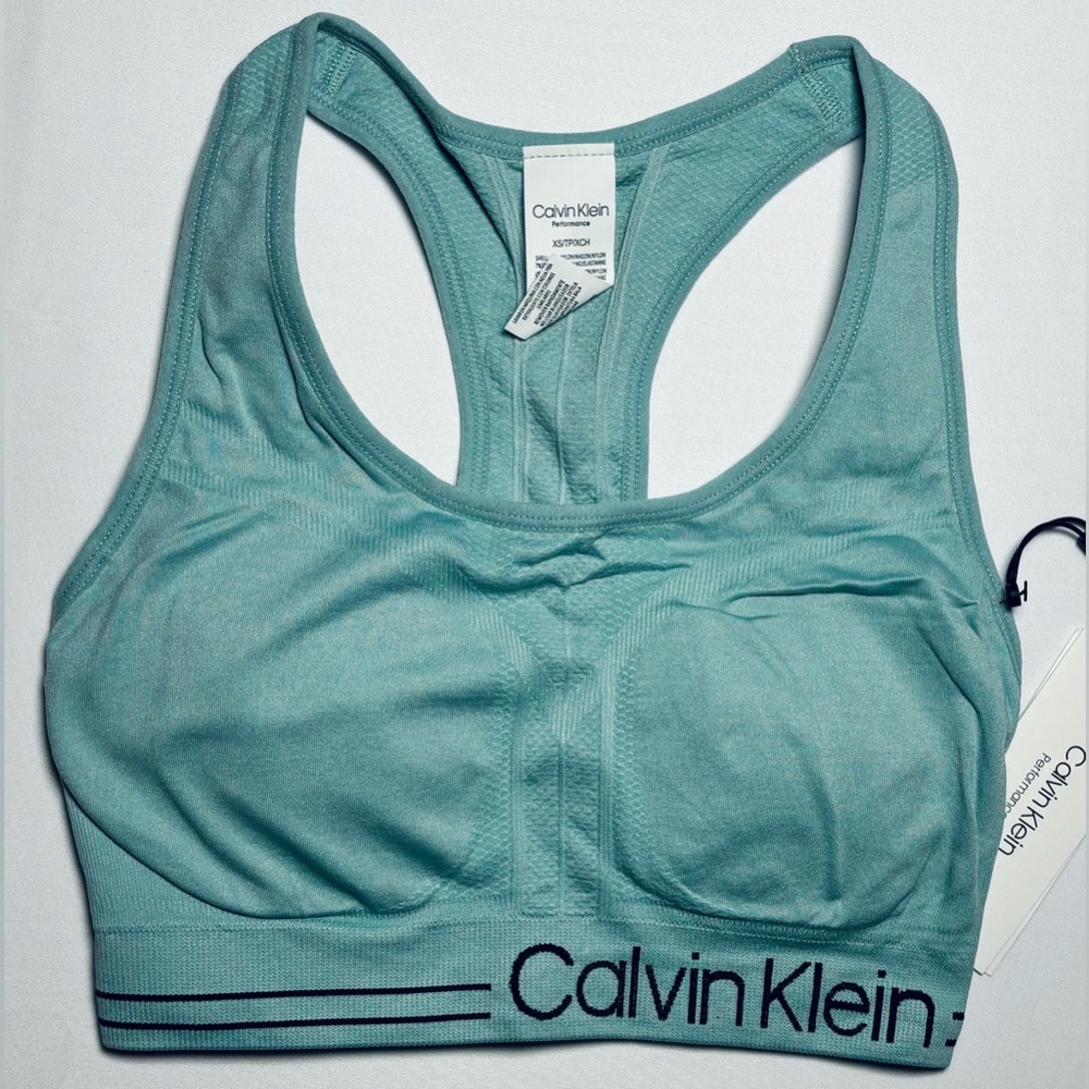 Calvin Klein Performance Medium Impact Seamless Bra Women's XS NEW 'Sea Level'